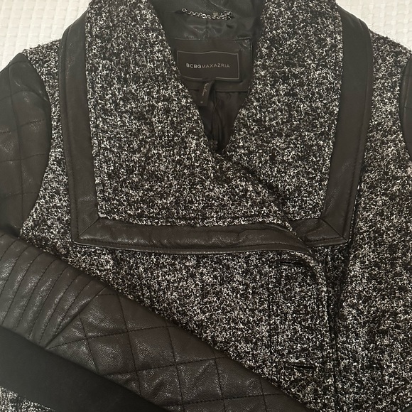 BCBG Tweed Jacket with Leather Sleeves - Picture 3 of 3